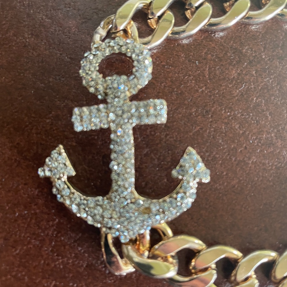 Gold large Anchor Pendant Necklace